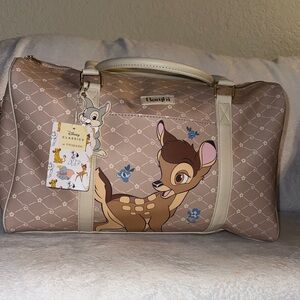 (SOLD) Disney Bambi Tan Extra big Weekender Travel Bag